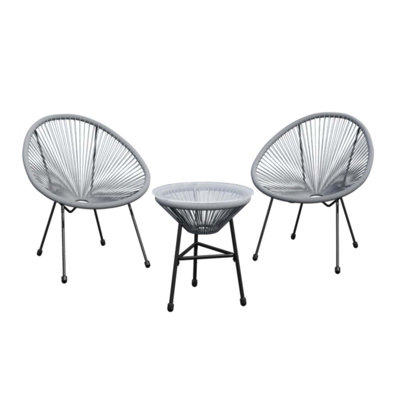3-Piece Acapulco Wicker Patio Bistro Set With 2 Ergonomic Chairs And Tempered Glass Table, Ideal For Outdoor And Indoor Use