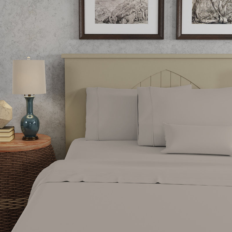 Drap en satin de coton Tencel doux et soyeux 500TC, Double, Taupe