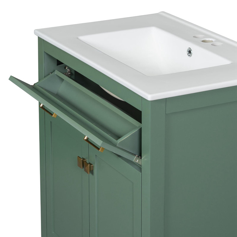 Meuble-lavabo simple 30 po, Vert, Or