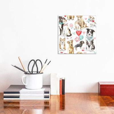 Paws Of Love Pattern IA by Beth Grove - Wrapped Canvas Print
