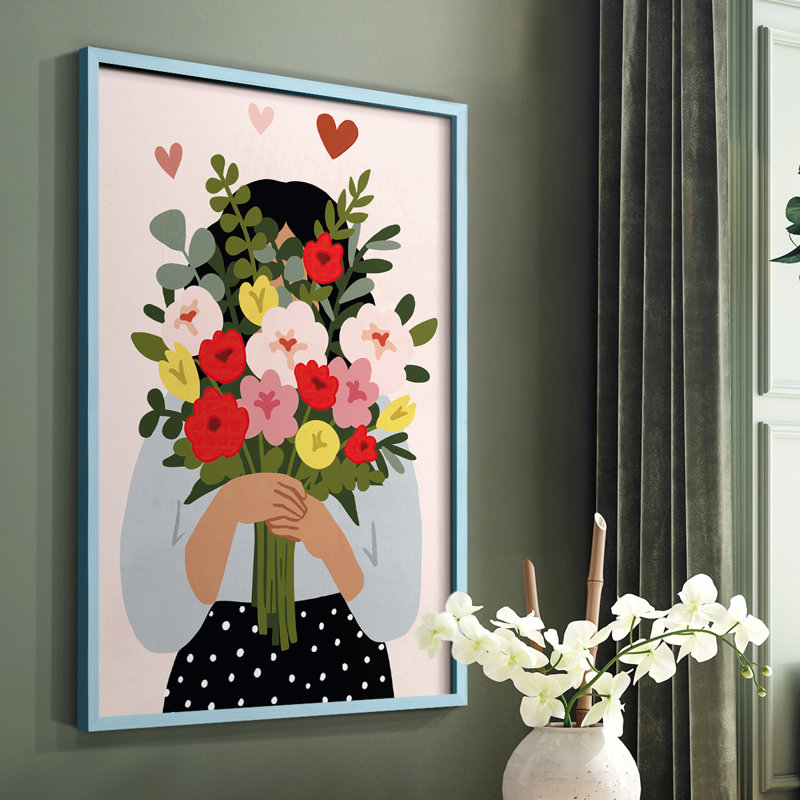 Collection Darling Valentine, reproduction encadrée B - bois massif, Bleu, H 10 po x l 8 po