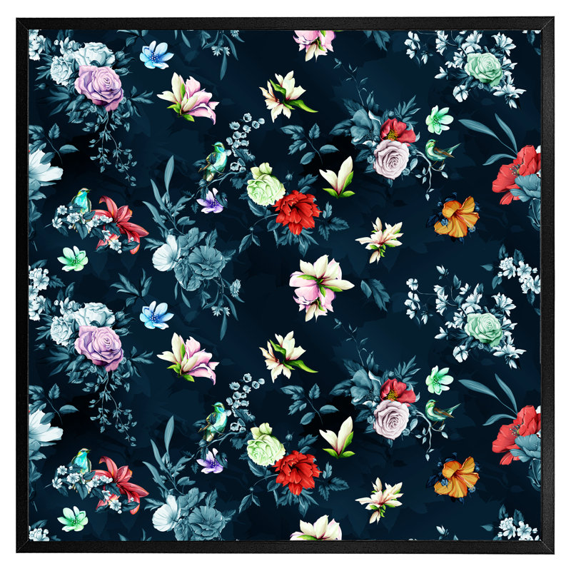 Aromas Roses & Other Bright Flowers 1 Piece Single Picture Frame Wall Art, 51cm H x 51cm W x 4cm D, Black Framed