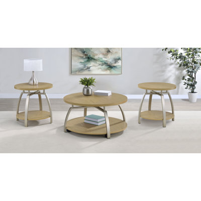 Dacre 3-Piece Round Coffee And End Table Set Greige