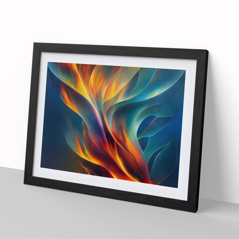 Revered Modern - Single Picture Frame Painting, 25cm H x 34cm W x 2cm D, Black Framed