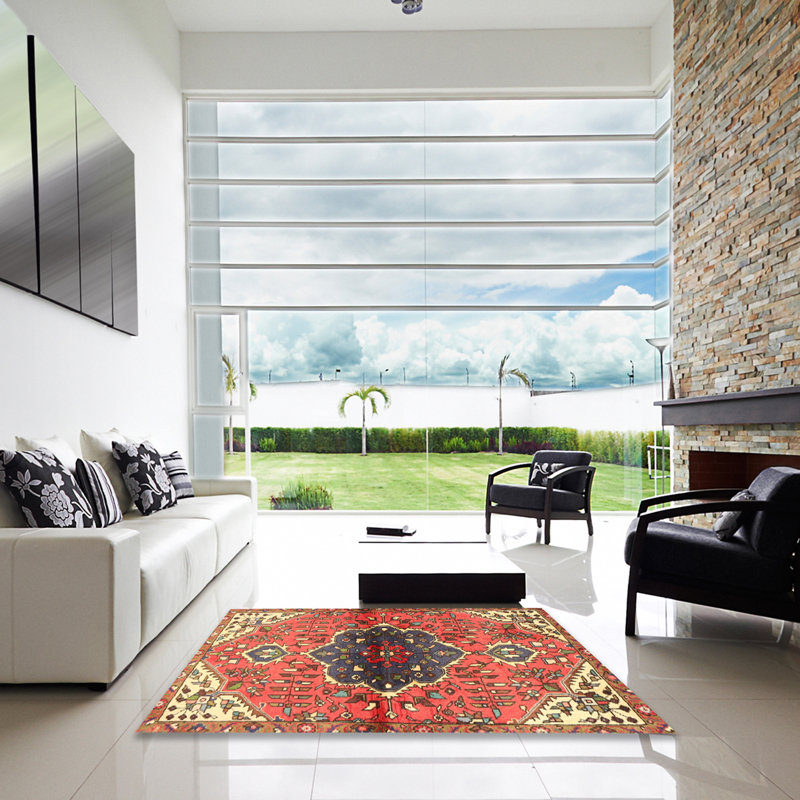 Tapis oriental rose / beige, Carré 8 pi