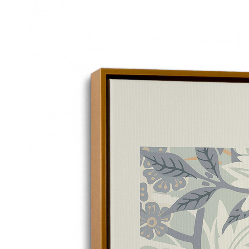 «Beige Jasmine» par William Morris, reproduction sur toile , H 36,75 po x l 24,75 po x P 1,75 po, Cadre flottant or poli