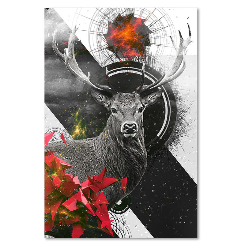 Leinwandbild Deer Portrait Abstract