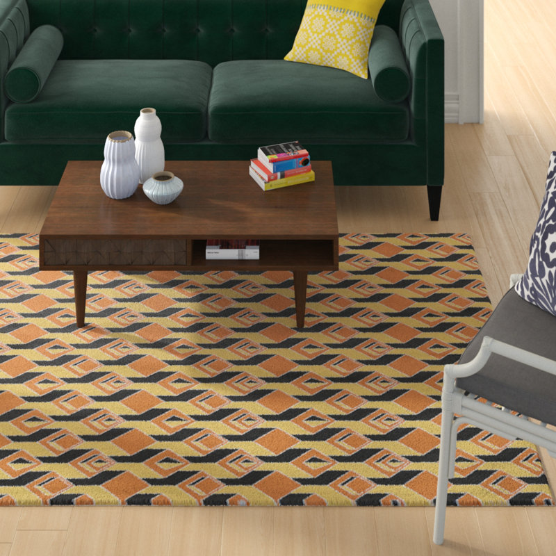 Gratte-ciels jaune Tapis décoratif, Rectangle de 5 pi x 7 pi