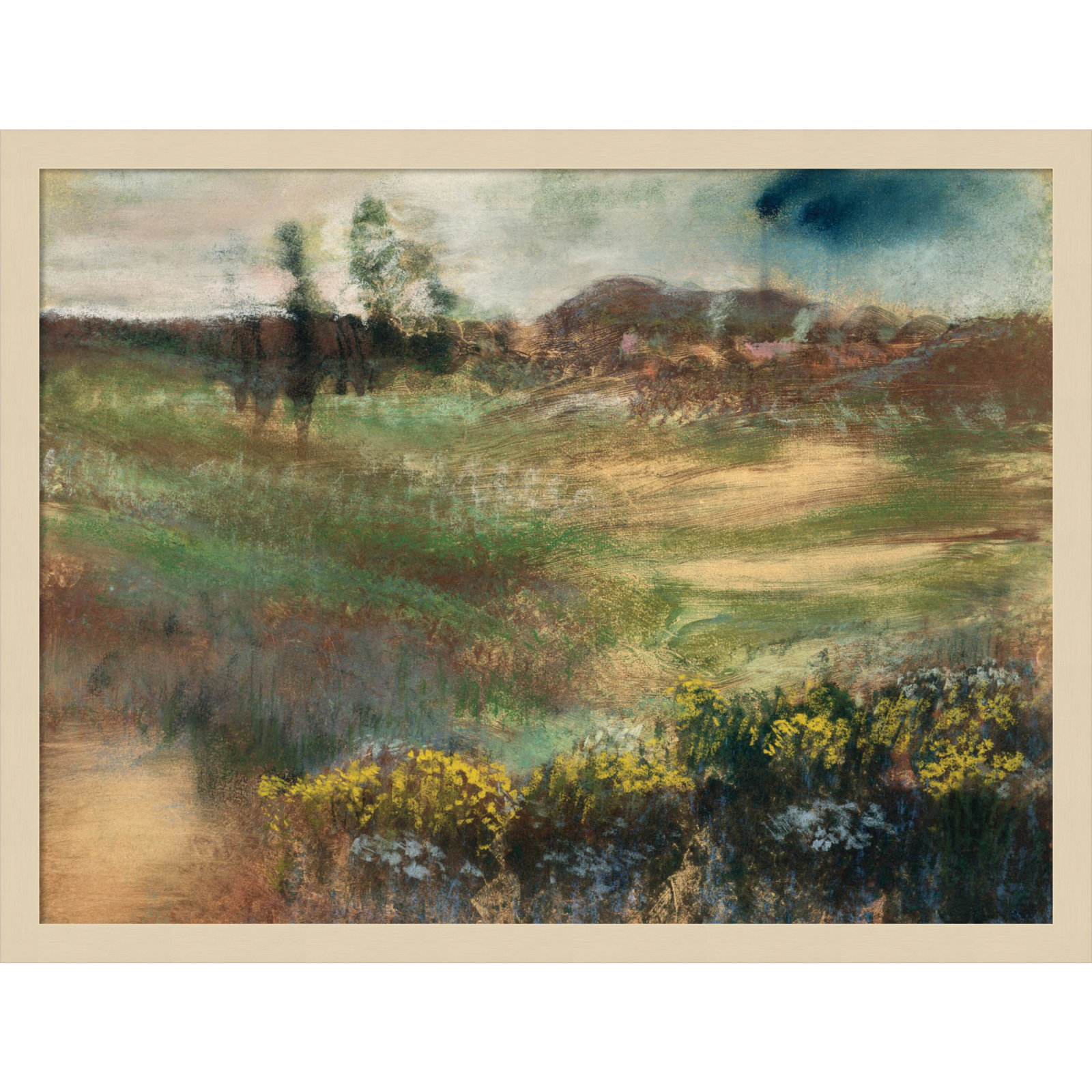 Edgar Degas's Landscape With Smokestacks Print, Brown Framed, 19" H x 25" W