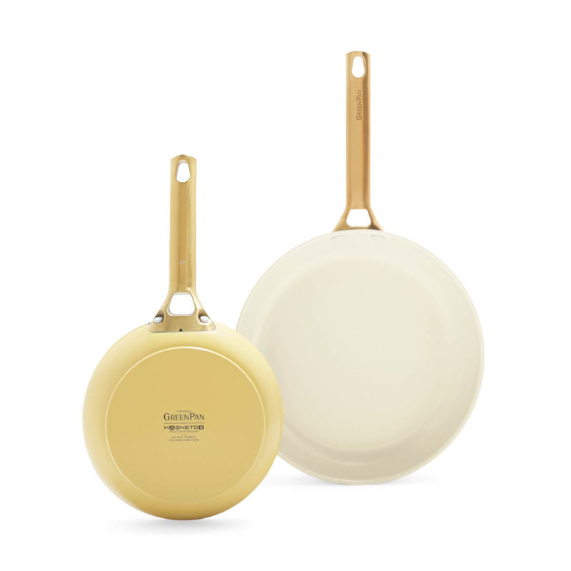 GreenPan Padova Reserve PFAS Free Non Stick 2 Piece Frypan Set 20cm & 26cm, Yellow