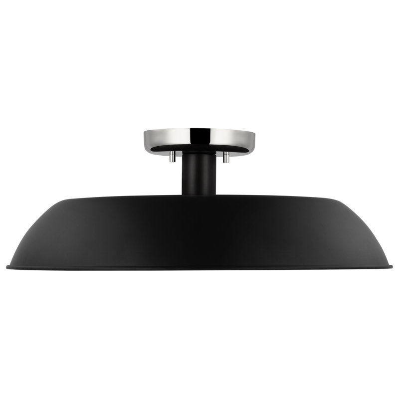 Plafonnier semi-encastré 1 lumière Bethany, Nickel poli, Noir mat, H 7 po x l 19,88 po x P 19,88 po