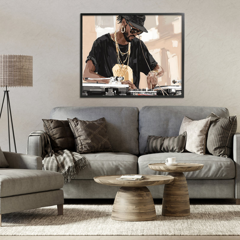 Timeless DJ avec giclée urbaine encadrée, design par Franklyn Gregory, 24 x 30, Midnight Black Giclee Framed