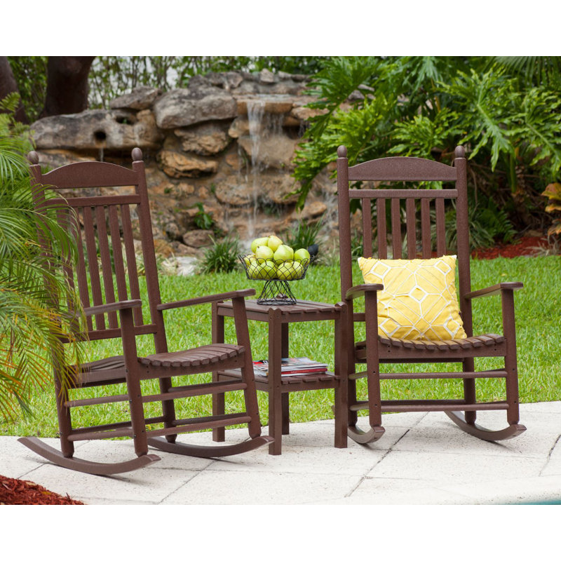 POLYWOOD Jefferson 3-Piece Rocker Set, Mahogany