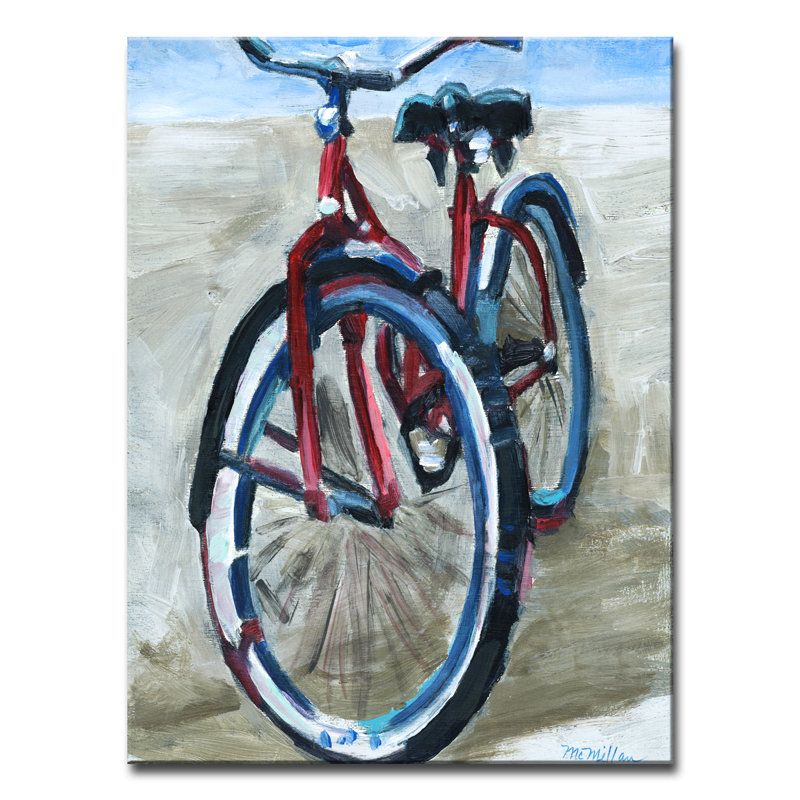 «Red Bike» par Dana McMillan, reproduction sur toile tendue, H 40 po x l 30 po x P 1,5 po