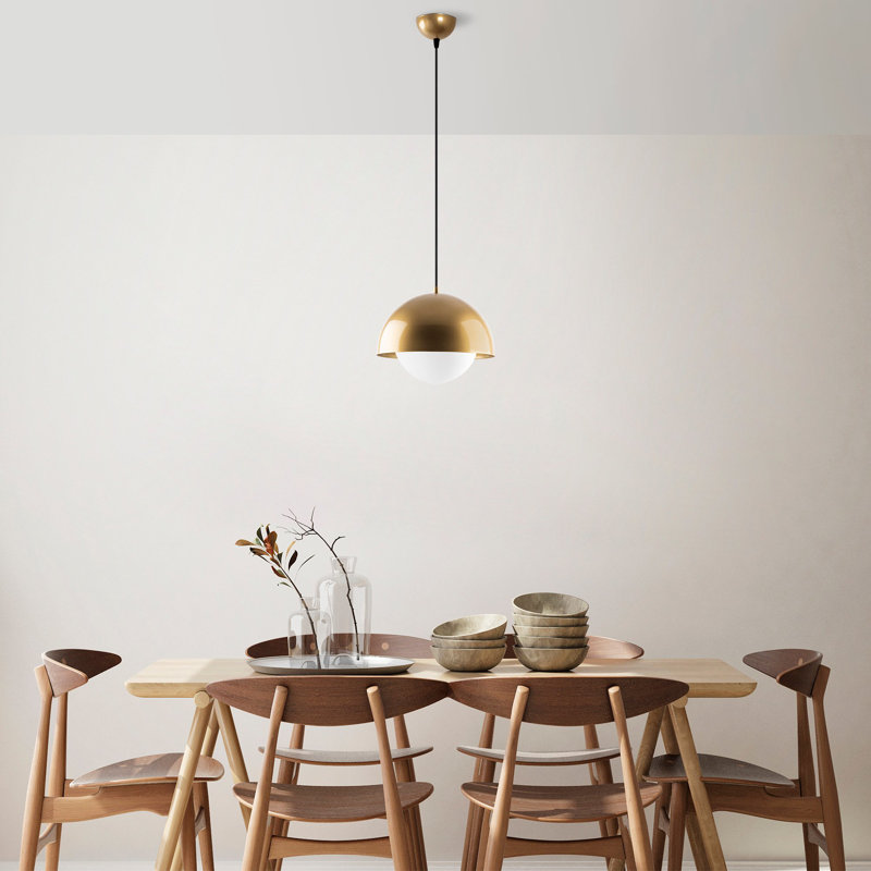 Metal Chandelier, Adjustable Height, 11.8 x 11.8 x 42.5 inches | Glass Cap, Base Plate Diameter: 3.9 inches | Socket Type: 1 x E27 Max 40W | Glam Scandinavian Design for Elegant Home Decor