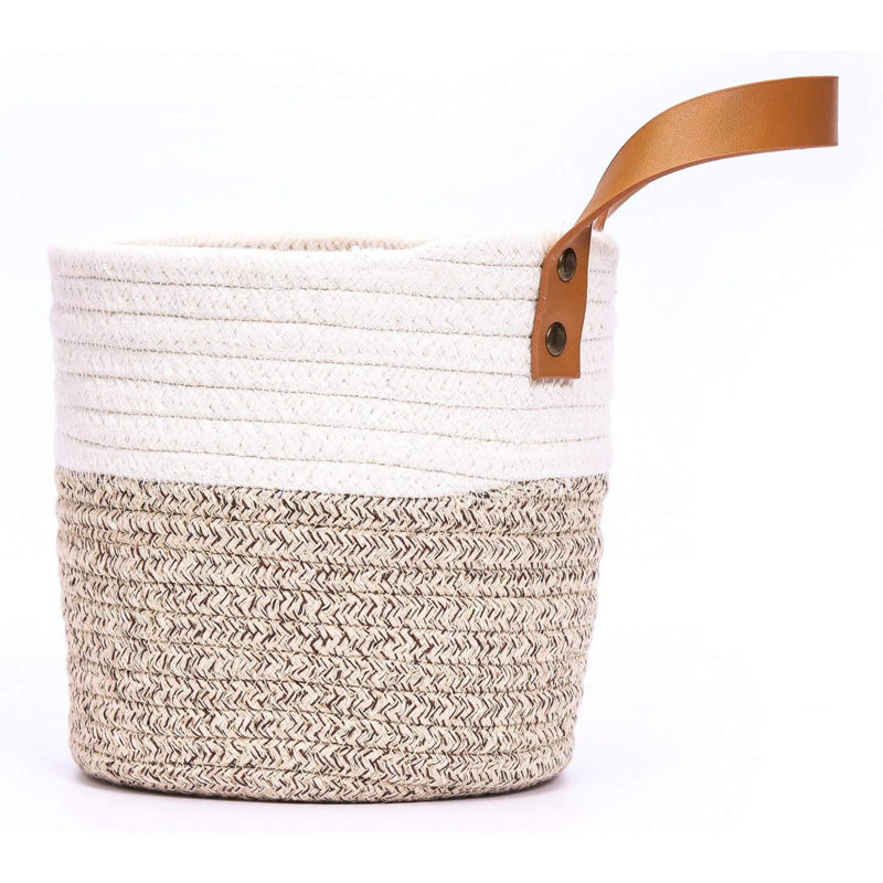 Panier mural suspendu en corde de coton 2 pièces avec poignée, paniers de rangement suspendus, panier de rangement pour paniers de rangement