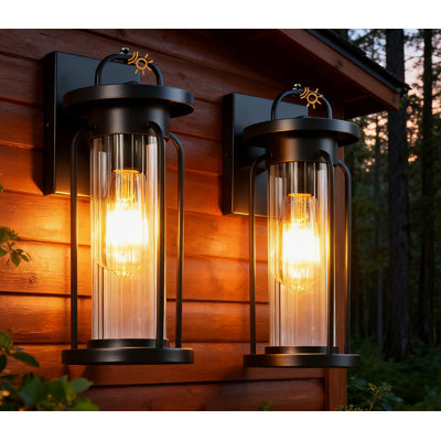 Luminaires d'extérieur Dusk To Dawn avec capteur photoélectrique, applique murale d'extérieur imperméable, lanterne en métal antirouille pour porche, garage, porte
