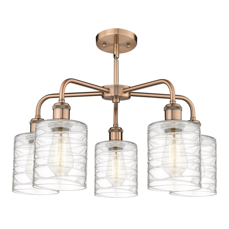Lustre tambour 5 lumières Dublin, Cuivre antique