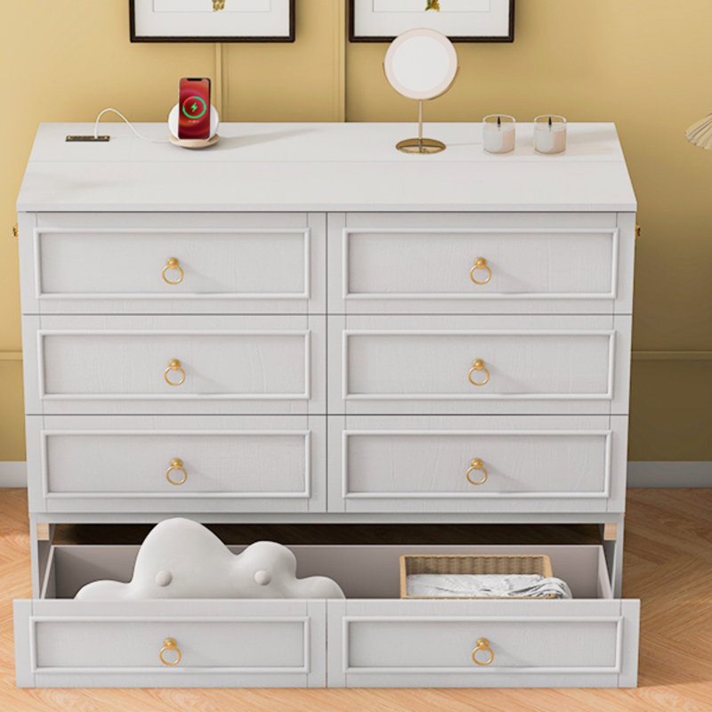 Murphy Bed With Large Drawers, Bed Frame, Full/Double, White