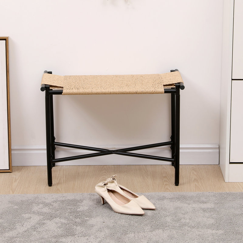 Banc en corde de papier Jacob avec structure en métal, Naturel