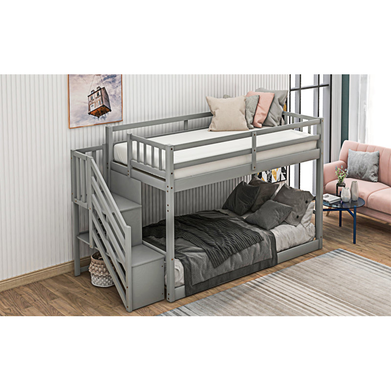 Floor Bunk Bed, Gray