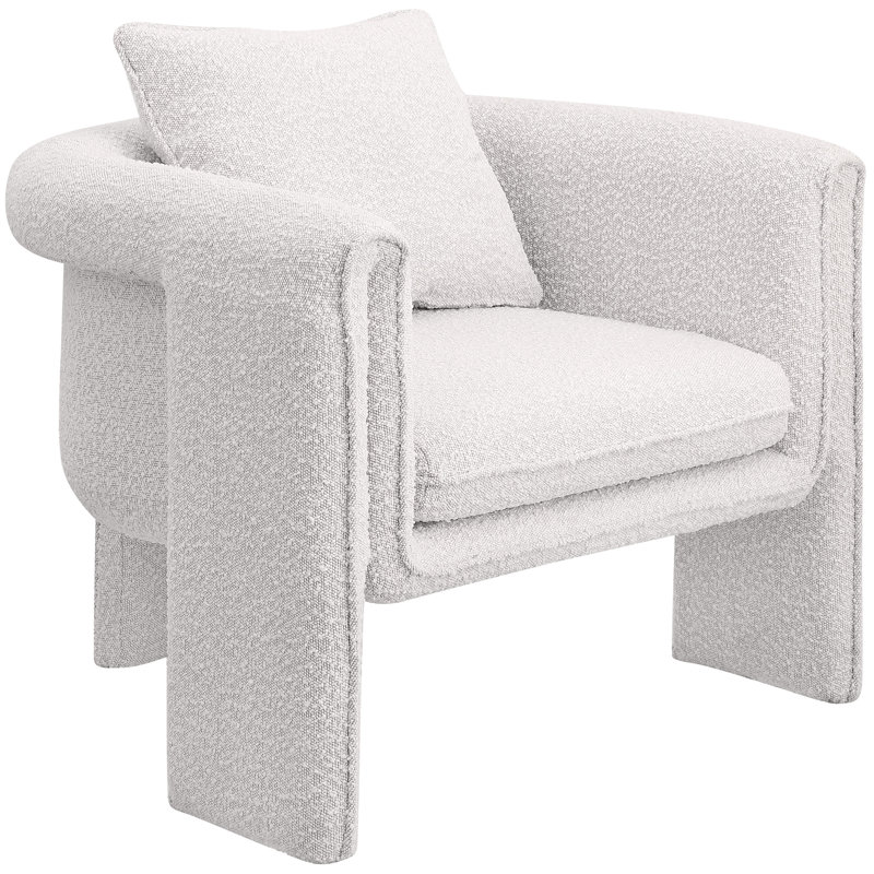 Hitzel Upholstered Armchair, Cream Boucle Fabric