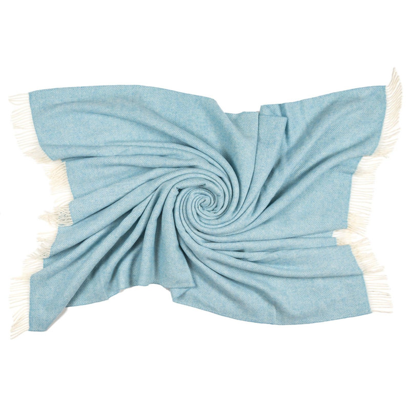 Jeté en laine mérinos Southampton Home (bleu marine classique), Bleu ciel