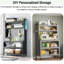 Garde-manger en métal à 6 niveaux avec portes et roulettes transparentes