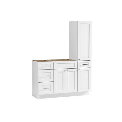 Disar 54'' Single Bathroom Vanity With Right Tall Linen Cabinet Dovetail Solid Wood Drawer Base Only