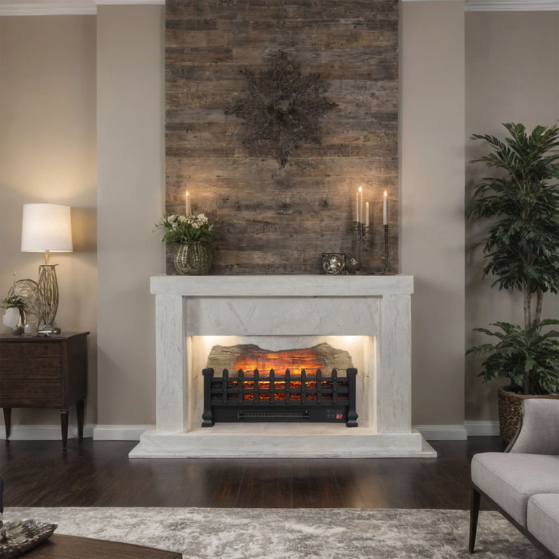 20 inch Electric Fireplace  3D Log set insert, Free Standing Fireplace Heater for Indoor