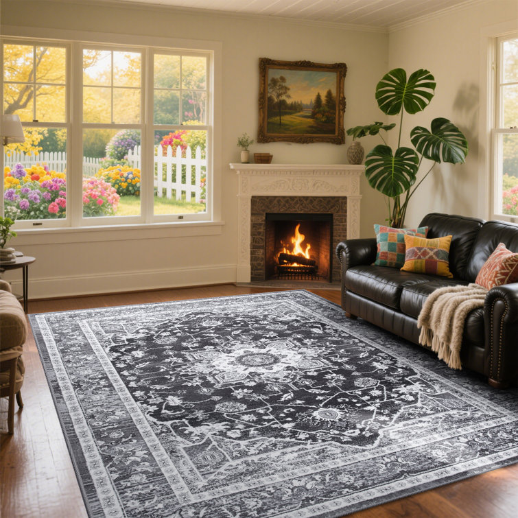 Wymond  Large Tranditional Rugs Living Room Rug Washable Bedroom Rug Non-Slip Colorful Vintage Accent Floor Carpet For Home Decor