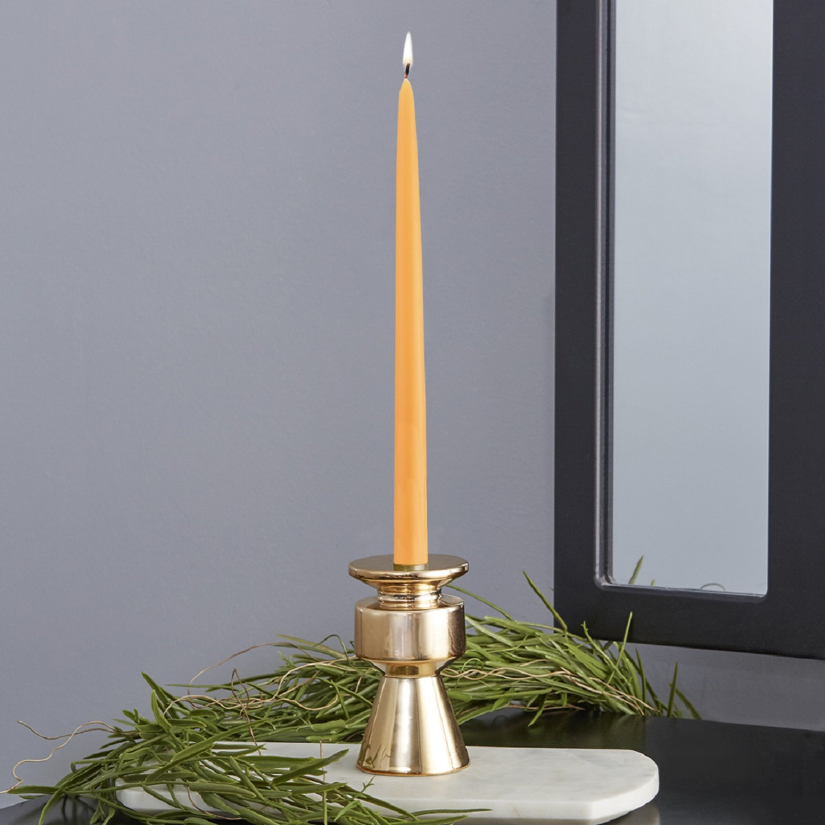 12 Piece Unscented Taper Candle Set, 12" H x 0.88" W x 0.88" D, Butterscotch