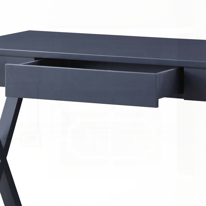 Console gris anthracite avec base en bois en forme de X