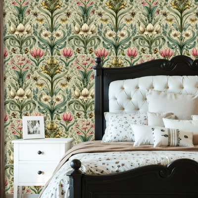 Peel and Stick Wallpaper Contact Paper Vintage Cottage Garden Self Adhesive and Removable 24in x 118in(60x300cm)