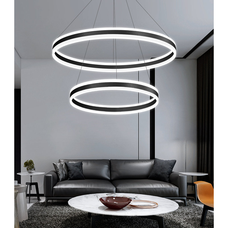 2-ring Modern Led Chandelier Gold, Matte Black