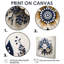 Blooming, fleurs blanches, bleu persan ornemental - décoration murale moderne-212490519-212490517