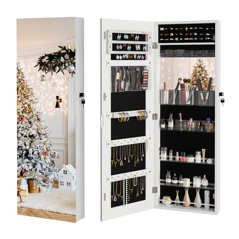 Benon Over-the-Door Jewellery Cabinet with Mirror Jewelry Armoire