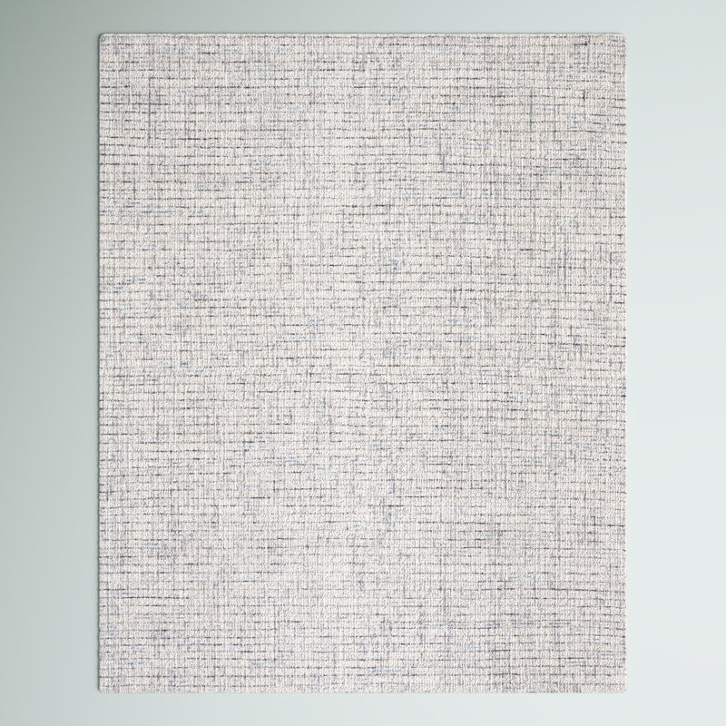 Tapis gris / bleu clair en laine touffeté à la main Aprell, Rectangle de 5 pi x 8 pi
