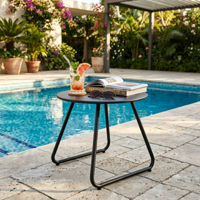 Round Iron Outdoor Side Table - 45 cm W 45 cm D