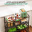 Chariot de cuisine à quatre niveaux avec plateau en bois et paniers amovibles, chariot de rangement roulant en métal avec tablettes réglables et roulettes verrouillables pour le garde-manger, le goûter et l'organisation des fruits