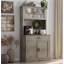 Armoire de cuisine avec support pour micro-ondes 71 pi Armoire de cuisine haute autoportante avec portes et tablettes pour salle à manger gris rustique-1023603674