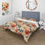 Beige And Red Autumn Flowers Garden - Ensemble de housse de couette rétro-1753597047