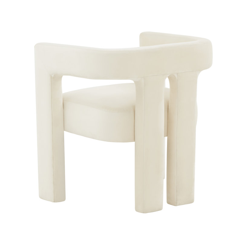 Yaleni Velvet Barrel Chair, White Velvet