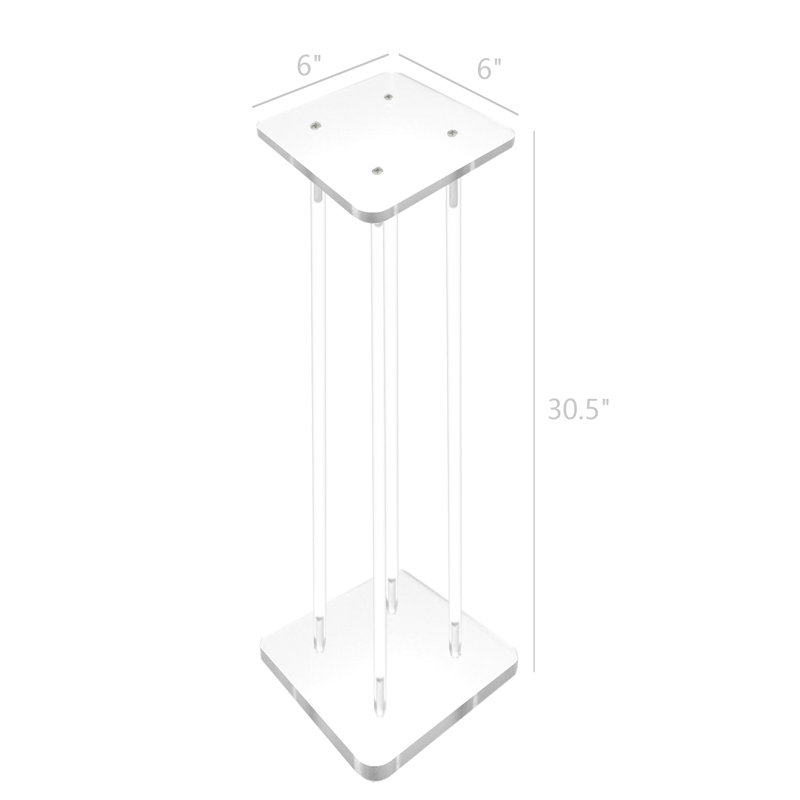 Présentoir de table en piédestal en acrylique transparent, H 30 po x l 6 po x P 6 po