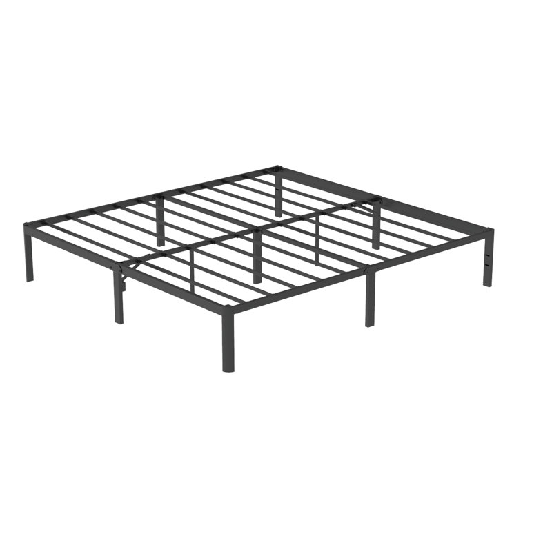 Pruneda Heavy Duty Metal Platform Rounded Edge Bed Frame with Steel Slats Easy Assembly, King