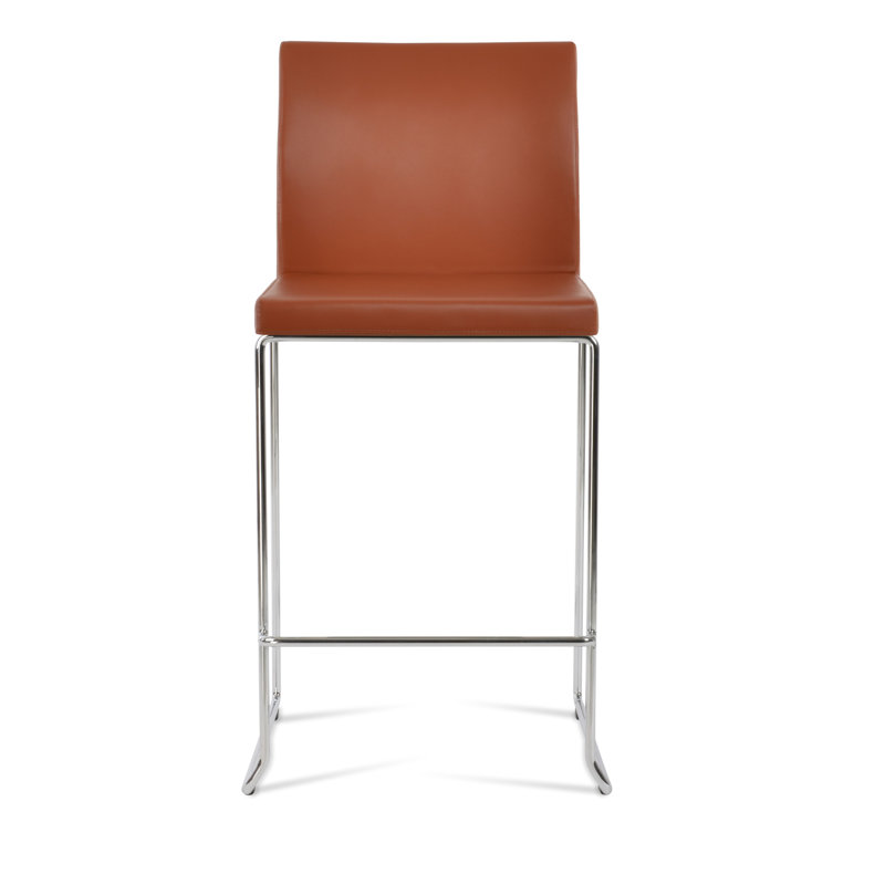 Tabouret de bar et de comptoir empilable Aria, Cannelle, Chrome, Tabouret de comptoir (siège d'une hauteur de 24 p