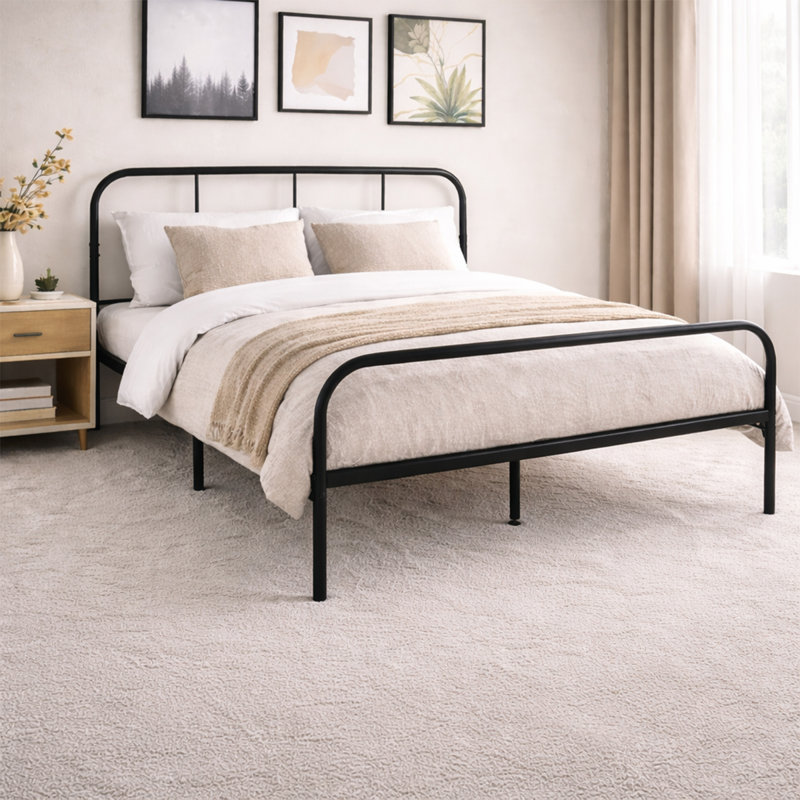 Charlesworth Metal Bed, Black, Kingsize (5')