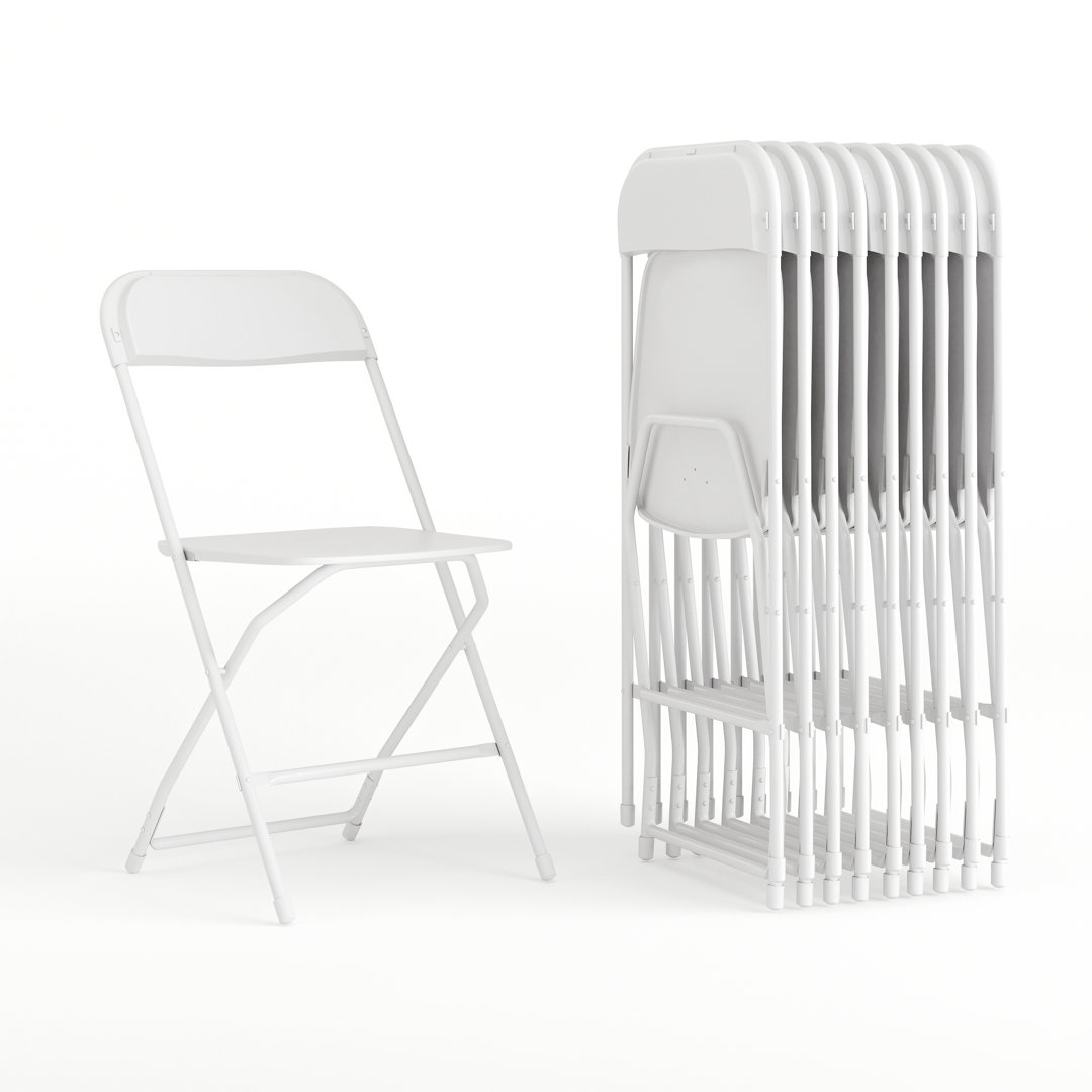 Hercules Series Plastic Folding Chair - 650LB Weight Capacity (Set of 10) Inbox Zero Color: White