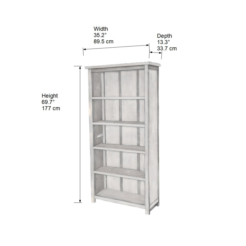 Bibliothèque en bois massif Arise-Sun, (5 tablettes) H 70 po x l 35,2 po x P 13,3 po, Espresso