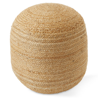Hand-Braided Natural Jute Pouf Ottoman 18" W x 18" D x 18" H, Round Foot Stool